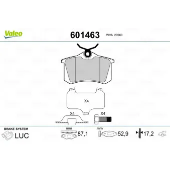 Jeu de 4 plaquettes de frein arrière VALEO OEM 2Q0698451B