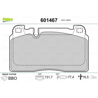 Jeu de 4 plaquettes de frein avant VALEO OEM 8R0698151AB