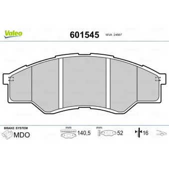 Jeu de 4 plaquettes de frein avant VALEO OEM 044650K160