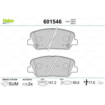 VALEO 601546 - Jeu de 4 plaquettes de frein avant