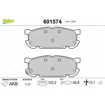 Jeu de 4 plaquettes de frein arrière VALEO OEM N0Y92643ZC