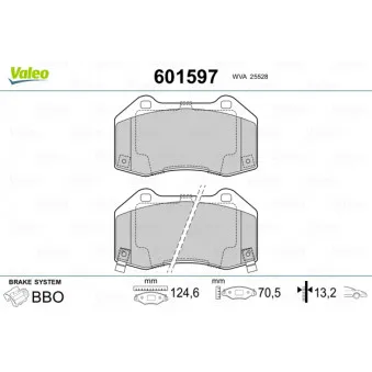 Jeu de 4 plaquettes de frein avant VALEO OEM 6000615055