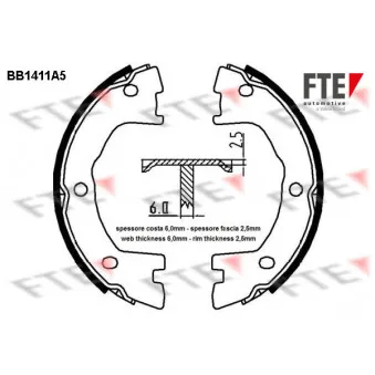 FTE BB1411A5 - Jeu de mâchoires de frein, frein de stationnement
