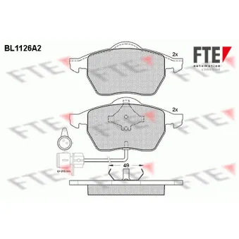 Jeu de 4 plaquettes de frein avant FTE BL1126A2 pour AUDI A6 1.8 quattro - 125cv