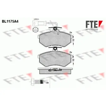Jeu de 4 plaquettes de frein avant FTE OEM 443698151J