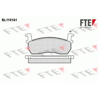Jeu de 4 plaquettes de frein avant FTE OEM DA06005B25