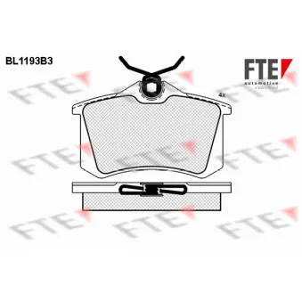 FTE BL1193B3 - Jeu de 4 plaquettes de frein arrière