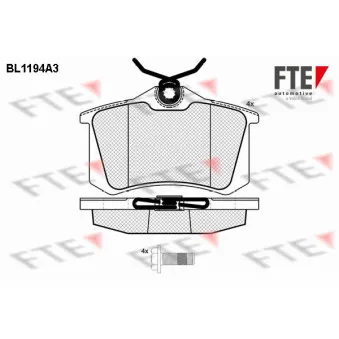 FTE BL1194A3 - Jeu de 4 plaquettes de frein arrière