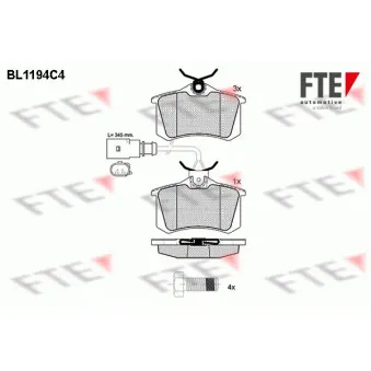 Jeu de 4 plaquettes de frein arrière FTE OEM 8D0698451A