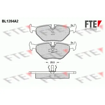 Jeu de 4 plaquettes de frein arrière FTE OEM 34211157563