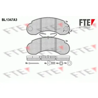 Jeu de 4 plaquettes de frein avant FTE OEM 6314200320
