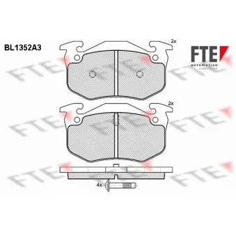 Jeu de 4 plaquettes de frein arrière FTE OEM 7701204036