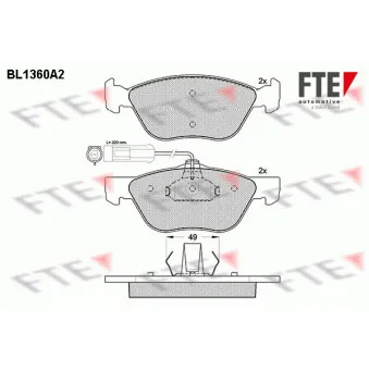 FTE BL1360A2 - Jeu de 4 plaquettes de frein avant