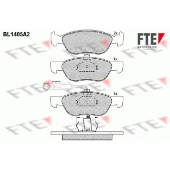 Jeu de 4 plaquettes de frein avant FTE OEM 77362186