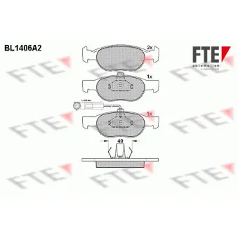 Jeu de 4 plaquettes de frein avant FTE OEM 77362199