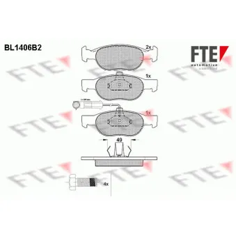 Jeu de 4 plaquettes de frein avant FTE OEM 77362199