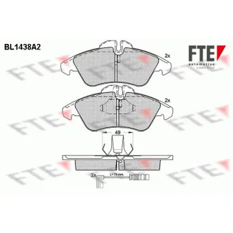 Jeu de 4 plaquettes de frein avant FTE BL1438A2 pour MERCEDES-BENZ VITO 110 CDI 2.2 - 102cv