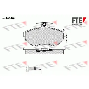 Jeu de 4 plaquettes de frein avant FTE BL1474A3