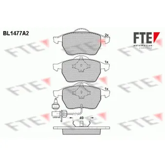 Jeu de 4 plaquettes de frein avant FTE OEM 1133046