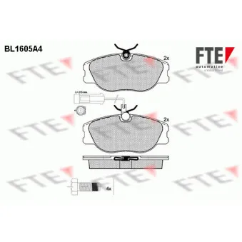Jeu de 4 plaquettes de frein avant FTE OEM 9946227
