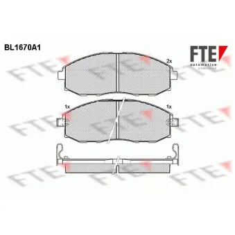Jeu de 4 plaquettes de frein avant FTE OEM 581014AA10