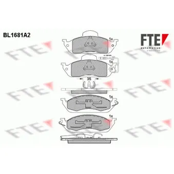 Jeu de 4 plaquettes de frein avant FTE OEM 1634200320