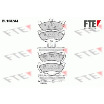 Jeu de 4 plaquettes de frein arrière FTE OEM 1634200520