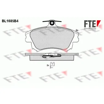 Jeu de 4 plaquettes de frein avant FTE OEM 308509769