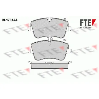 Jeu de 4 plaquettes de frein avant FTE BL1731A4 pour MAN F2000 CLC 200 Kompressor - 184cv