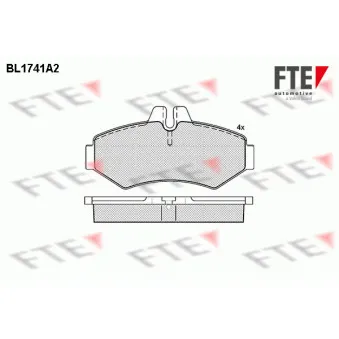 Jeu de 4 plaquettes de frein arrière FTE OEM 2D0698451B