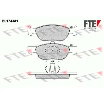 Jeu de 4 plaquettes de frein avant FTE OEM 77362269