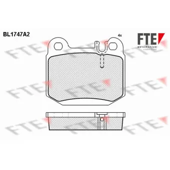 Jeu de 4 plaquettes de frein arrière FTE OEM 1634200920
