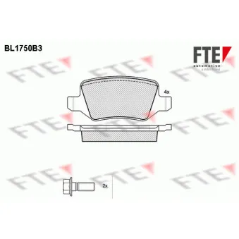 Jeu de 4 plaquettes de frein arrière FTE OEM 1694201720