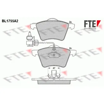 Jeu de 4 plaquettes de frein avant FTE OEM 7D0698151A