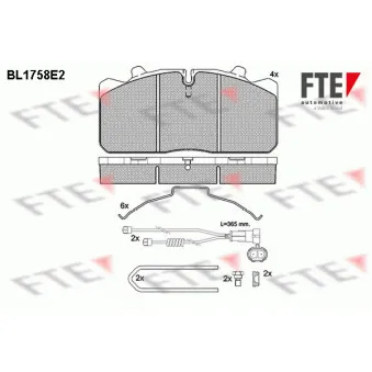 Jeu de 4 plaquettes de frein avant FTE BL1758E2 pour DAF LF FA 250 - 254cv