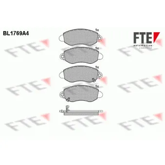 Jeu de 4 plaquettes de frein avant FTE BL1769A4 pour FORD TRANSIT 2.4 DI - 90cv