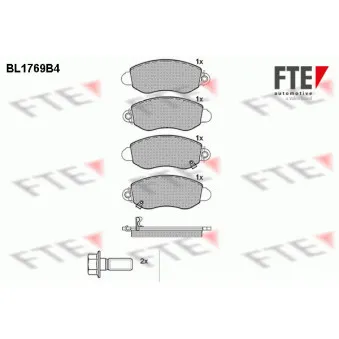 Jeu de 4 plaquettes de frein avant FTE BL1769B4 pour FORD TRANSIT 2.4 DI - 90cv