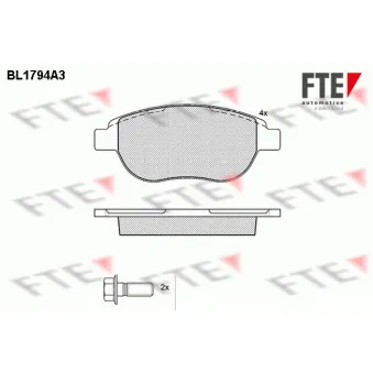 Jeu de 4 plaquettes de frein avant FTE BL1794A3 pour DAF CF 2.0 HDI 90 - 90cv