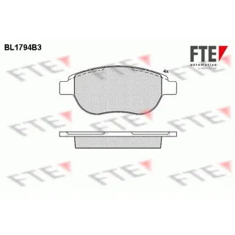 Jeu de 4 plaquettes de frein avant FTE BL1794B3 pour DAF CF 2.0 HDI 90 - 90cv