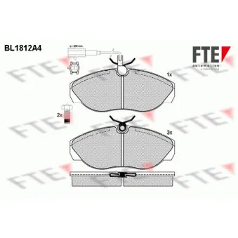 Jeu de 4 plaquettes de frein avant FTE OEM 9948626