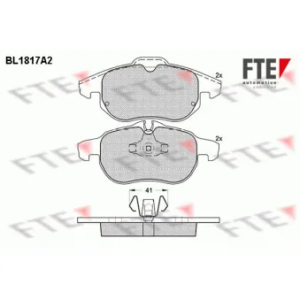 Jeu de 4 plaquettes de frein avant FTE BL1817A2 pour OPEL VECTRA 2.0 DTI - 100cv