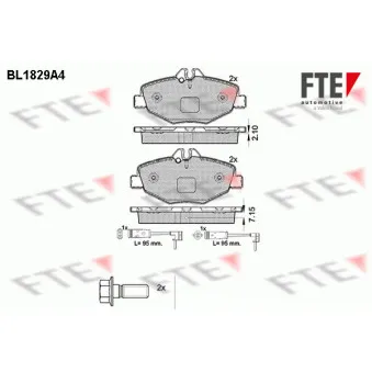 Jeu de 4 plaquettes de frein avant FTE BL1829A4 pour MERCEDES-BENZ CLASSE E E 240 T - 177cv