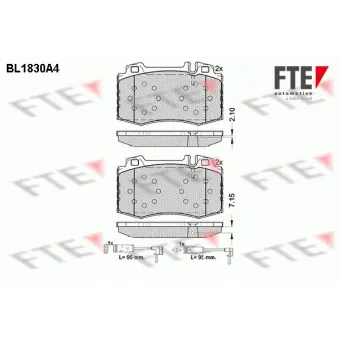 Jeu de 4 plaquettes de frein avant FTE BL1830A4 pour MERCEDES-BENZ CLASSE E E 500 4-matic - 388cv