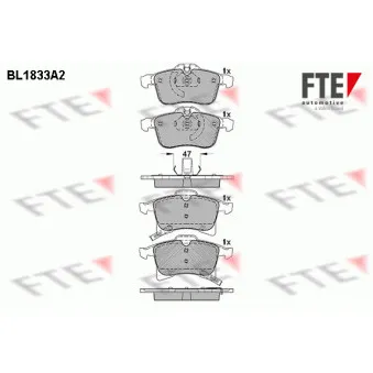 Jeu de 4 plaquettes de frein avant FTE BL1833A2 pour OPEL ZAFIRA 1.6 CNG Turbo - 150cv
