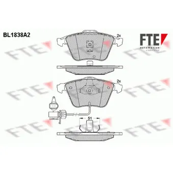 Jeu de 4 plaquettes de frein avant FTE OEM 4B0698151R