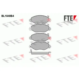 Jeu de 4 plaquettes de frein avant FTE BL1840B4 pour FORD TRANSIT 2.4 DI - 90cv