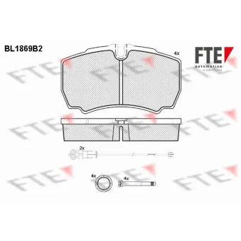 Jeu de 4 plaquettes de frein arrière FTE OEM 42561102