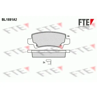 FTE BL1881A2 - Jeu de 4 plaquettes de frein arrière