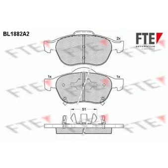 FTE BL1882A2 - Jeu de 4 plaquettes de frein avant