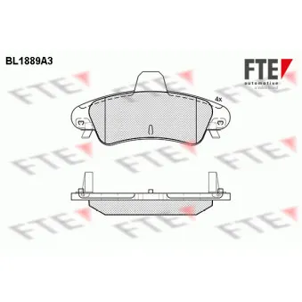 FTE BL1889A3 - Jeu de 4 plaquettes de frein arrière